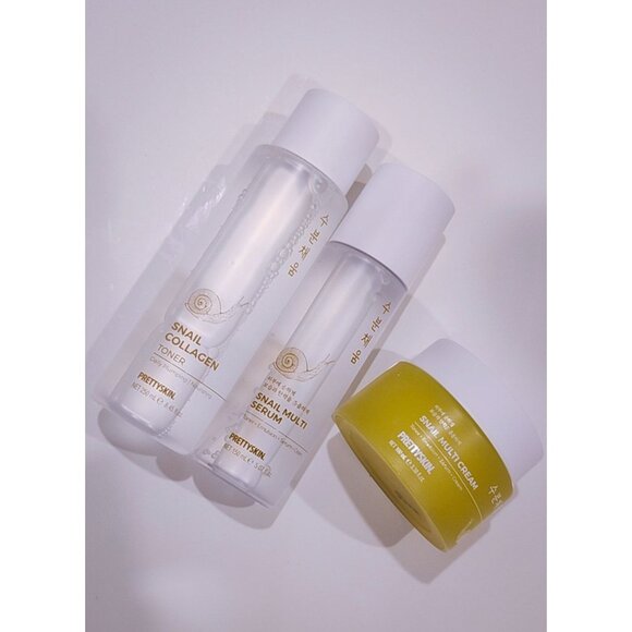 PrettySkin Snail Collagen Skincare Set - Toner 250ml Serum 150ml & Cream 100ml - Picture 1 of 8